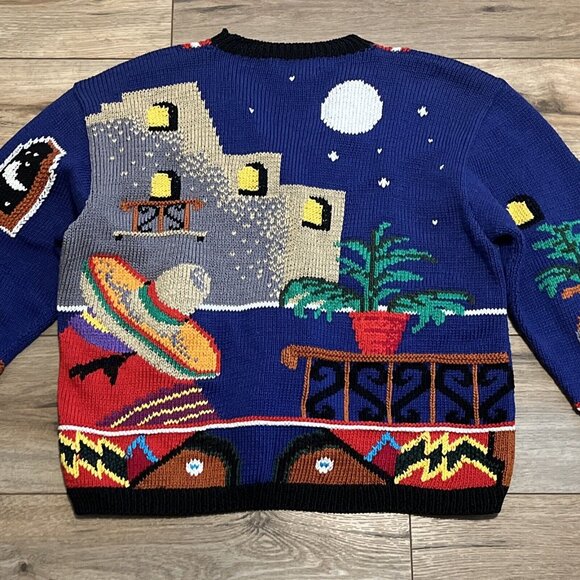 Berek Marta D Cardigan Sweater SZ Small Fiesta Southwest 1989 Vintage Funky Knit - Picture 8 of 8